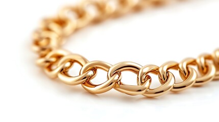 Obraz premium One metal chain on white background closeup Luxury jewelry : Generative AI