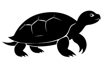 Beautiful water turtle silhouette black icon vector art illustration