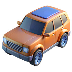 car cartoon 3d render, isolated on background