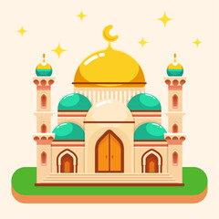 Divine Mosque Peaceful Vector Illustration