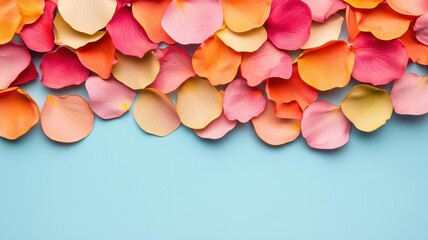Obraz premium Flower petals, arranged for rangoli, closeup, 3D illustration