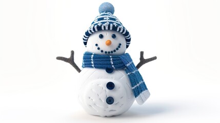 Happy snowman standing isolated on white background