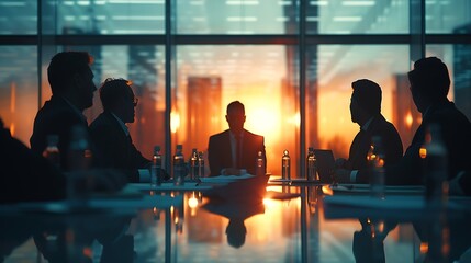 team businessmen are meeting with board of directors  discuss investing real estate and discussing budgets and operating results at meeting business consultant attending meeting with c : Generative AI