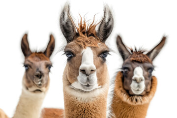 Three llamas looking at the camera