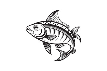 Fish icon black silhouette. Fisheries logo symbol
