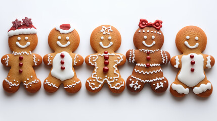 Christmas gingerbread cookies in the form of snowman and Santa Claus