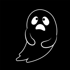 Hand drawn illustration of funny ghost. Cute isolated illustration of ghost for Halloween design