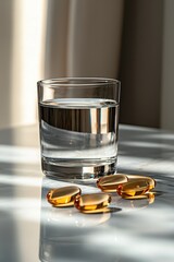 Supplements with a glass of water