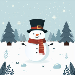 Frosty the Snowman Amid Snowy Trees