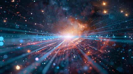 Obraz premium Technology light vector lines in galaxy background