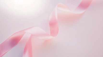 soft pink ribbon gently curving across a pastel pink background
