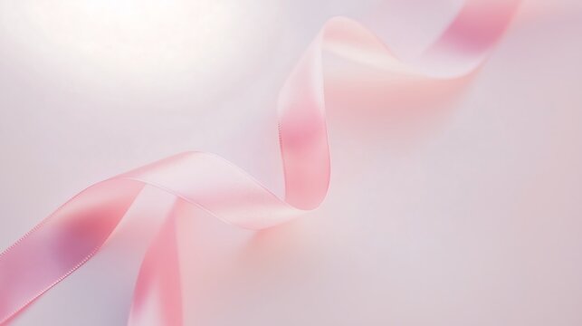 soft pink ribbon gently curving across a pastel pink background