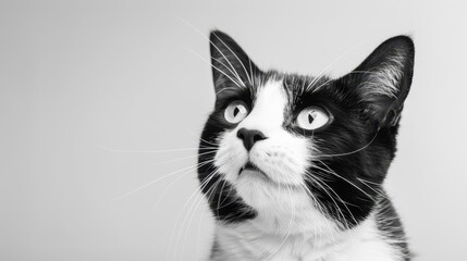 Obraz premium The Curious Black and White Cat