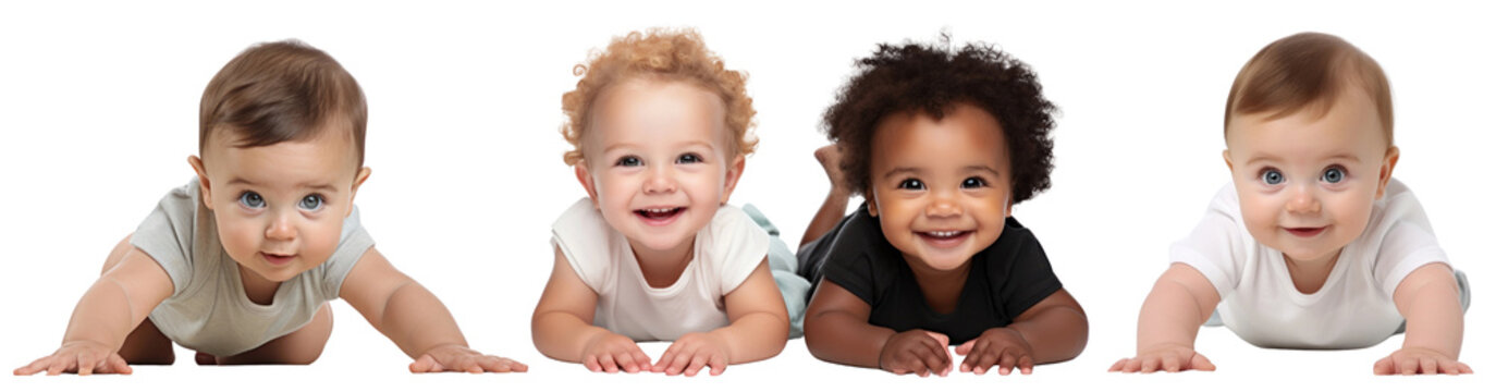 Crawling baby png cut out element set