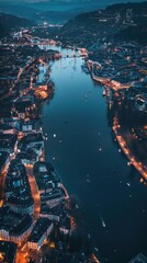 Aerial View of City at Night