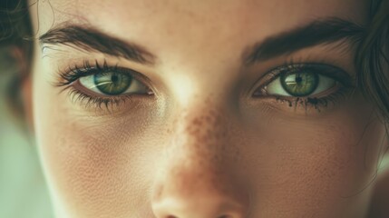 Fototapeta premium A striking close-up of vibrant green eyes, sparkling with intensity and emotion.
