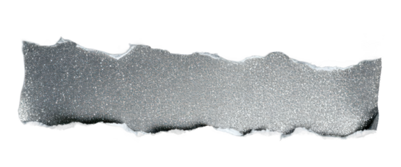 Textured silver shimmer strip glitter with a torn edge isolate on transparent background, png, cutout