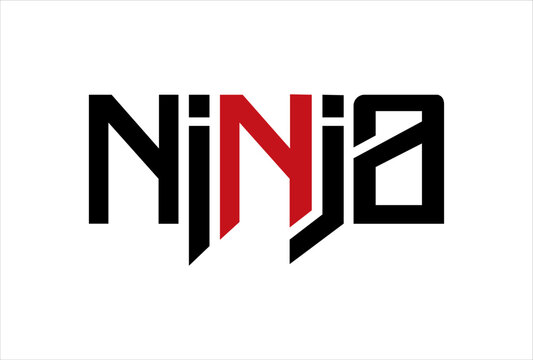 ninja typography logo icon design vector