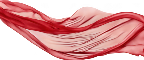 Red fabric flowing in the wind isolate on transparent background, cutout, png