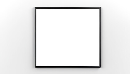 Black framed blank screen on white wall isolate on transparent, minimal concept, cutout, png