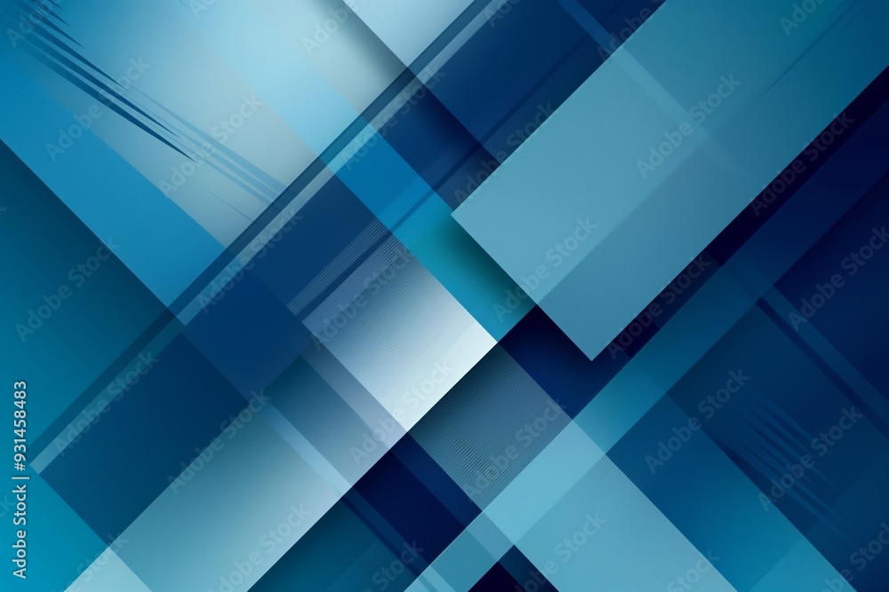 Poster a geometric design in various shades of blue, featuring textures and patterns, suitable for modern d