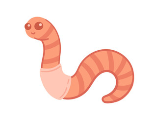 Fototapeta premium Adorable cartoon worm with a smiling face. Cartoon insect design. Vector illustration isolated on white background