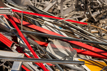 old copper and pic electrical cables for separate waste collection and material recycling in the recycling center