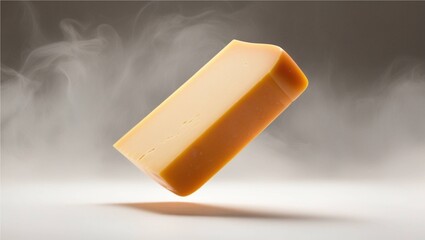 "Cheddar Slice in Mid-Air: A Transparent Delight"