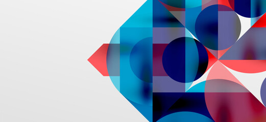 Obraz premium Circles and shadows. Colorful round elements with triangles, semi circles and other shapes. Vector Illustration For Wallpaper, Banner, Background, Card, Book Illustration, landing page