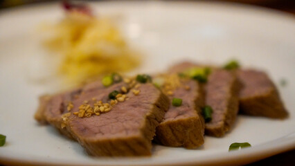 beef steak with mashed potatoes
