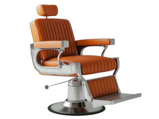 Stylish modern barber chair isolated on transparent background