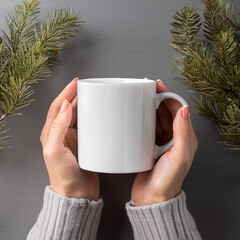 White mug mock up, standard white mug, 11oz mug, lady holding mug, mug mock up, stock photo