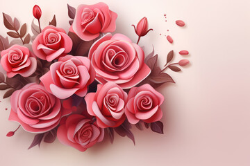 generated illustration of bouquet of pink roses