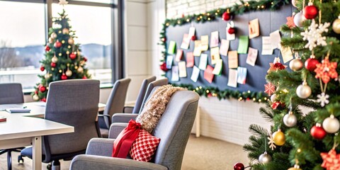 Obraz premium Festive Office Christmas Celebration. A modern office space transformed for the holiday season. 
