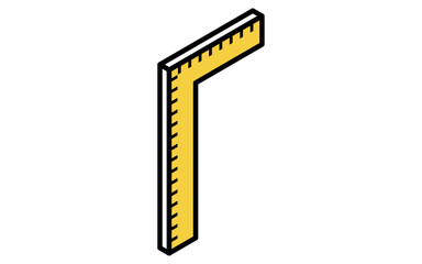 Isometric simple line drawing tool icon, Ruler