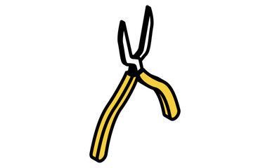Isometric simple line drawing tool icon, radio pliers