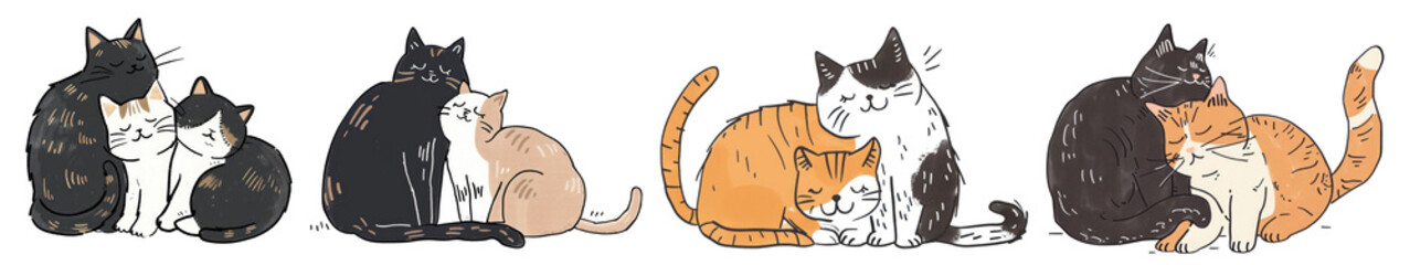 Obraz premium Cat illustration png cut out element set