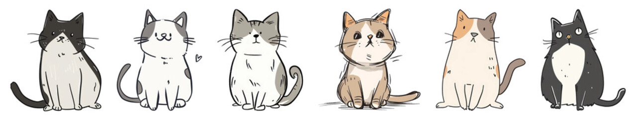 Obraz premium Cat illustration png cut out element set