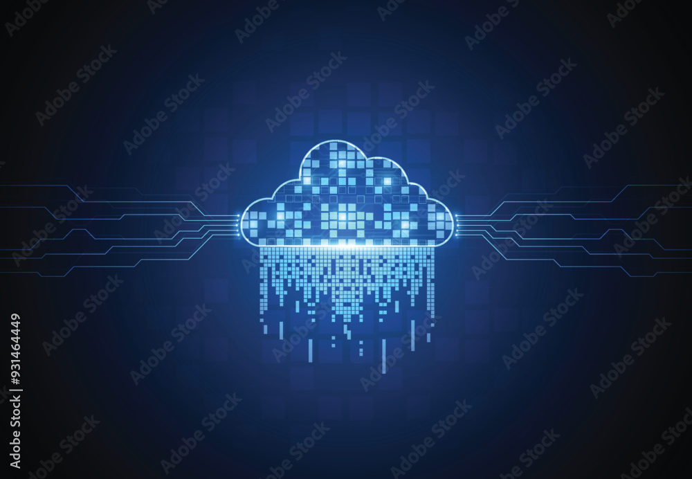 Poster cloud networking computing concept design. digital data transform download and upload. cloud technol