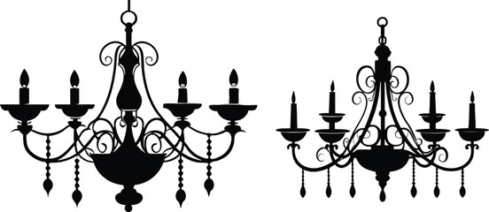chandelier silhouette vector illustration 