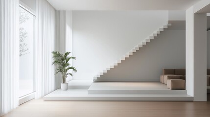 Fototapeta premium A stylish living room interior with a minimalist design. 