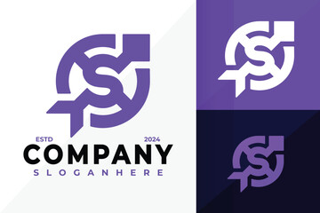 Letter S Arrow Logo design vector symbol icon illustration