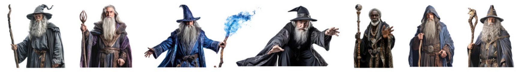 Wizard character png cut out element set