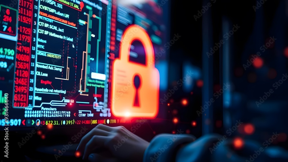 Fototapete internet security. computer internet and technology background. communication technology for interne