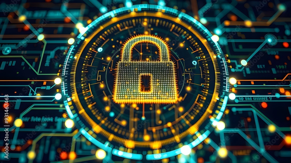 Fototapete internet security. computer internet and technology background. communication technology for interne