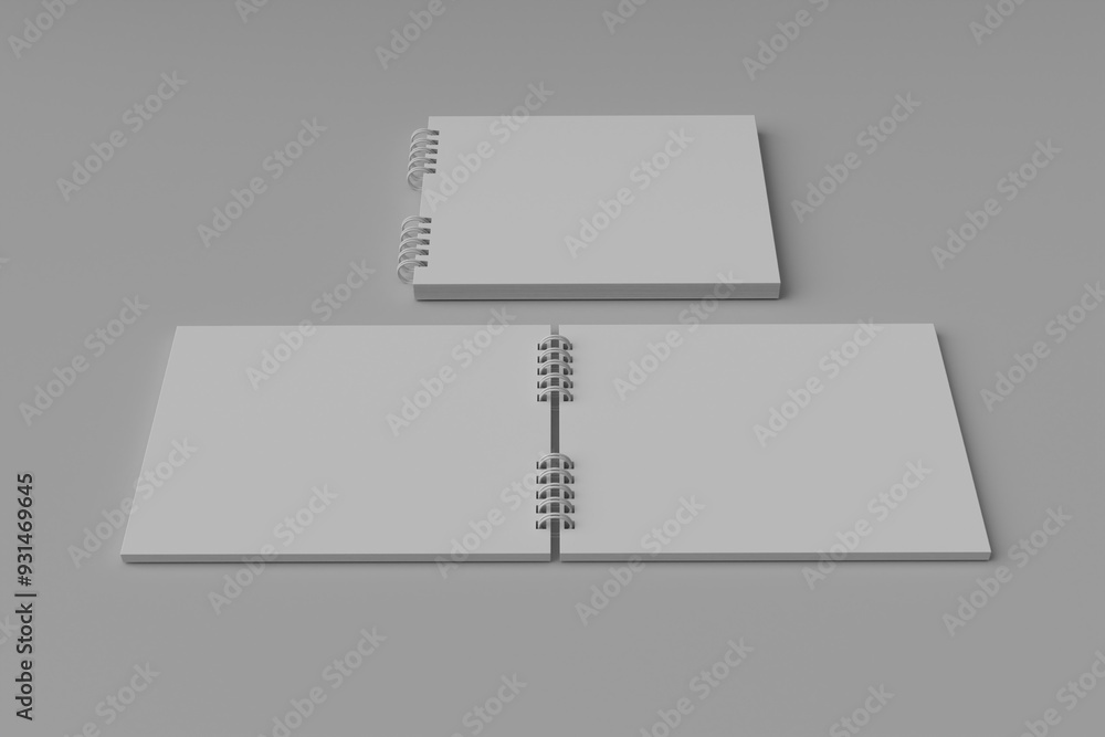 Poster binder book set, blank pages for writing notes. opened notebook. book of plain paper or paper with l