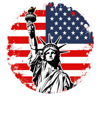statue of liberty with flag © DngLminh