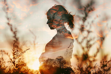 Image of young pregnant woman embracing her belly generative AI