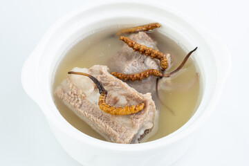 A bowl of Cordyceps Pork Ribs Soup