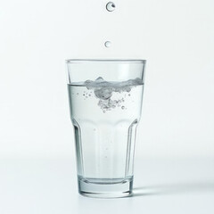 Glass of water on a light background with bubbles